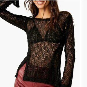 NWT Free People On the Road Twisted Lace Long Sleeve Top size:  EXTRA SMALL